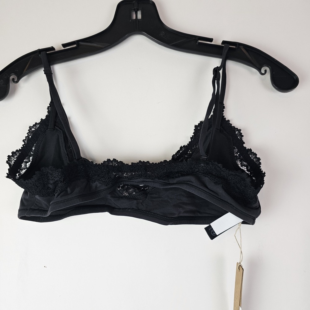 Skims NWT Women's Black Onyx Fit Everybody Lace Scoop Bralette Large Wireless - Picture 6 of 6